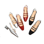 Damen Slingback-Pumps mit modischen Schnallen und elegantem Blockabsatz