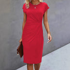 Damen figurbetontes Wickelkleid mit trendigen Drapierungen und klassischem Schnitt R&B