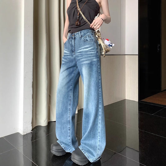 Damen Weitgeschnittene Denim-Hose mit modischem Vintage-Design R&B