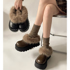 Damen Plüschgefütterte Plateau-Schuhe mit rutschfester Sohle R&B