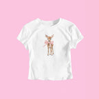 Damen T-Shirt mit süßem Reh-Motiv und farbenfrohem Aufdruck R&B