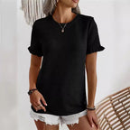 Damen Trendiges T-Shirt mit Rüschendetails und strukturierter Oberfläche R&B