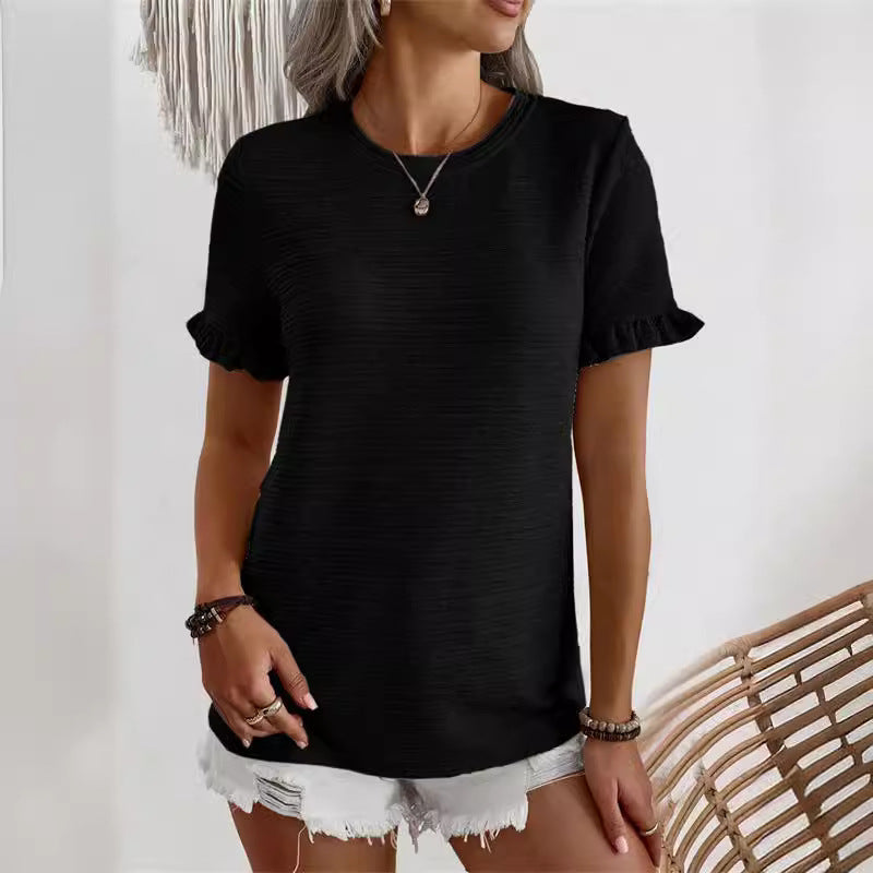 Damen Trendiges T-Shirt mit Rüschendetails und strukturierter Oberfläche R&B