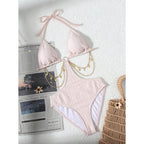 Damen Triangel-Bikini mit modischem Kettenakzent und verstellbaren Trägern R&B
