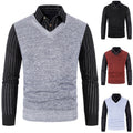 Herren Strickpullover mit V-Ausschnitt und kontrastierenden Ärmeln R&B