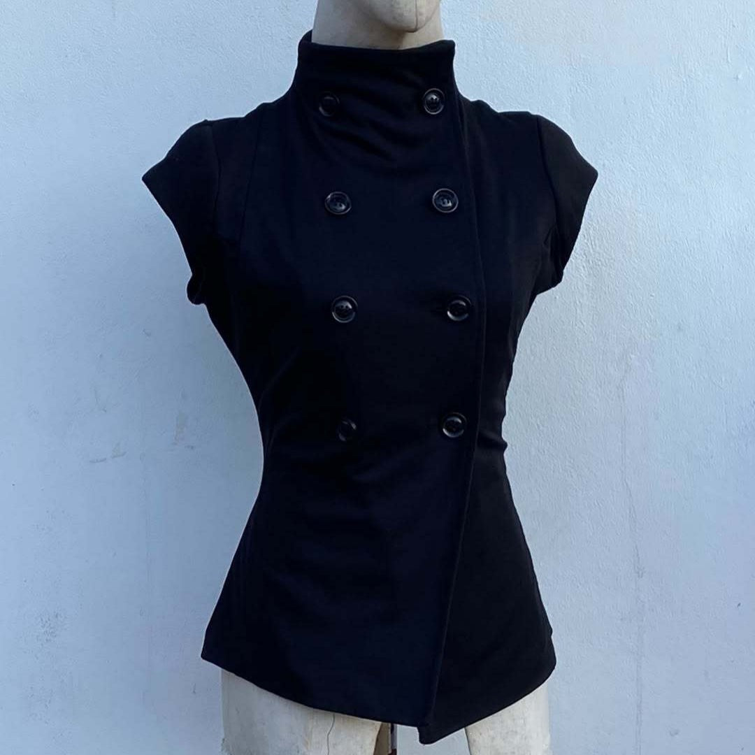Damen elegantes bodenlanges Oberteil mit Stehkragen R&B