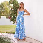 Damen Maxikleid mit verspieltem Muster und schmalen Trägern R&B