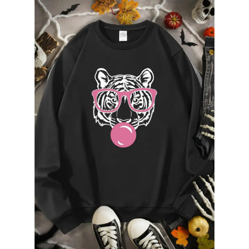 Damen Sweatshirt mit kreativem Tiger-Grafikdesign R&B