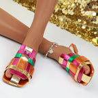 Damen modische Slip-On Sandalen mit geflochtenem Riemen-Design R&B