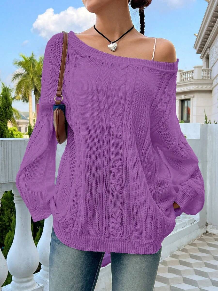Damen Strickpullover mit asynchronem Schnitt und lockerem Fall R&B