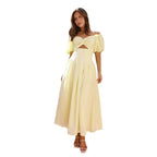 Damen Maxi-Kleid mit gewickeltem Oberteil und schwingendem Rock R&B