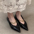 Damen elegante Ballerina-Schuhe mit luxuriösen Falten und Schmuckdetail