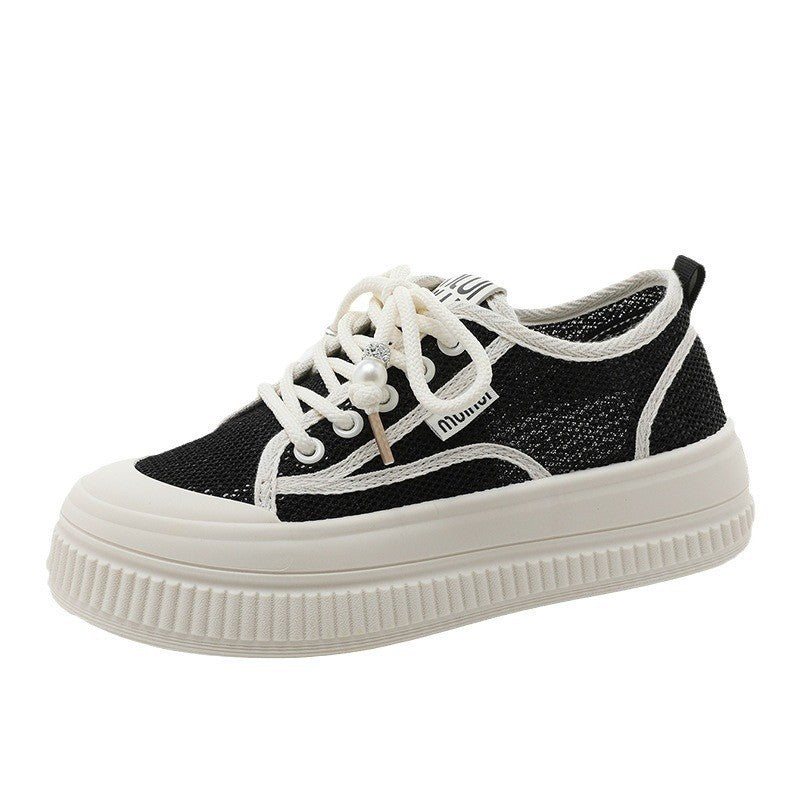 Damen modische Chunky Sneakers mit trendigen Perlenakzenten R&B