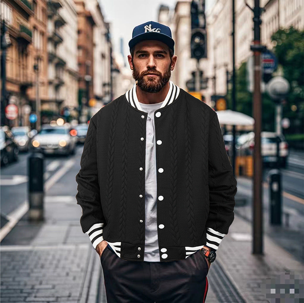 Herren Sportswear-Bomberjacke mit strukturiertem Design und Kontraststreifen R&B