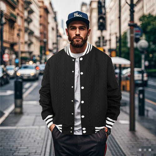Herren Sportswear-Bomberjacke mit strukturiertem Design und Kontraststreifen R&B