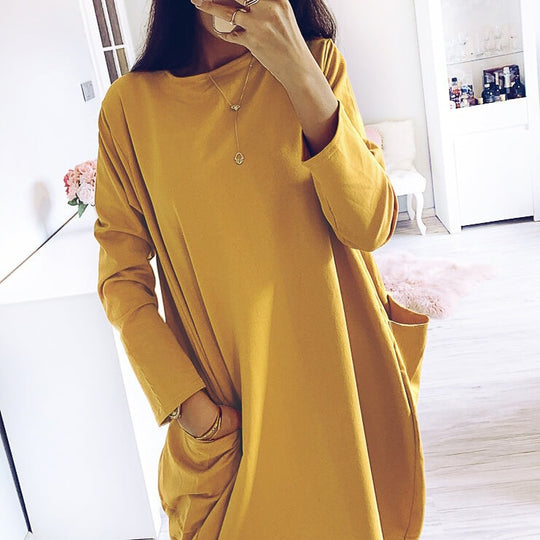 Damen Freizeitkleid mit lässigem Schnitt und praktischen Taschen R&B
