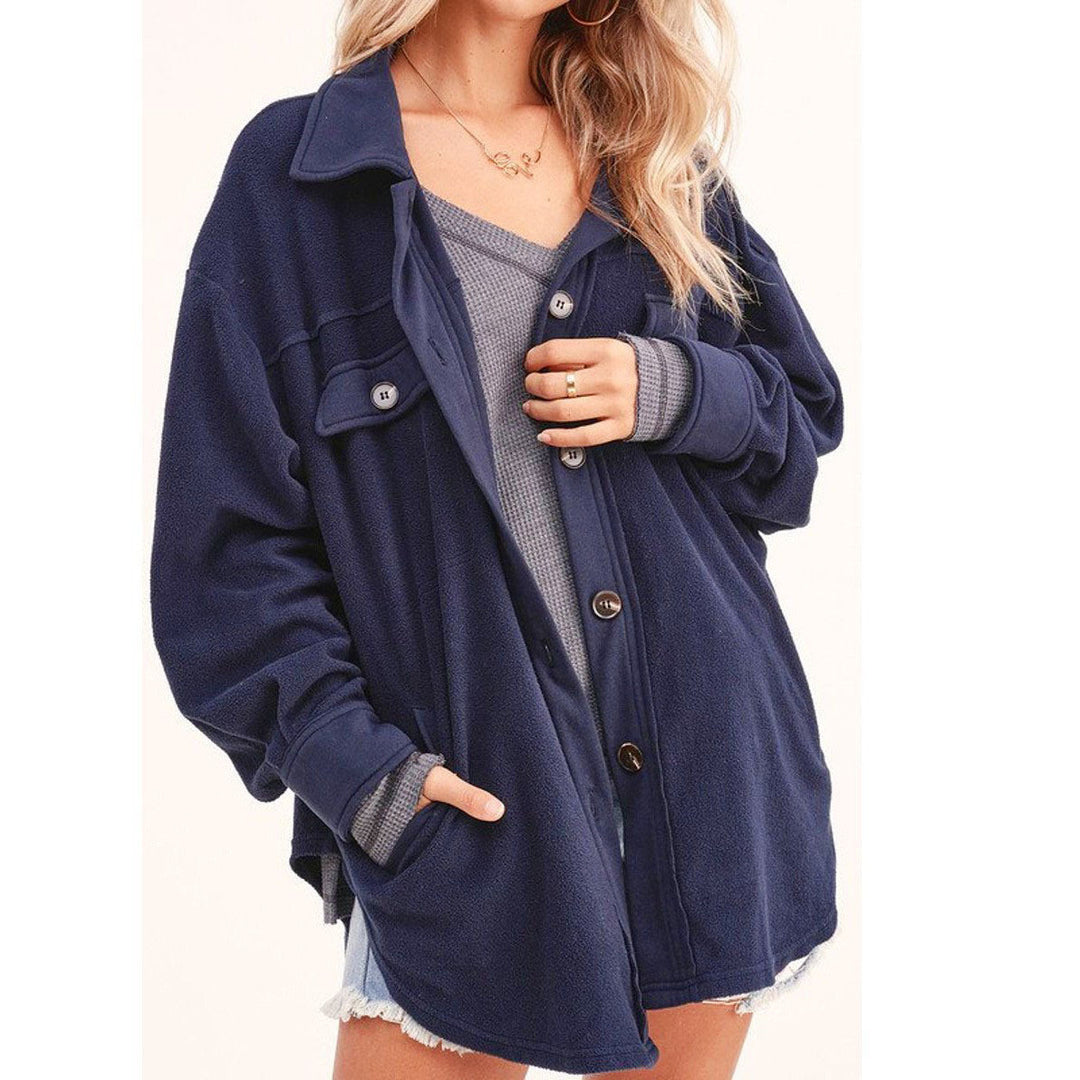 Damen lässige Overshirtjacke aus weichem Fleece R&B