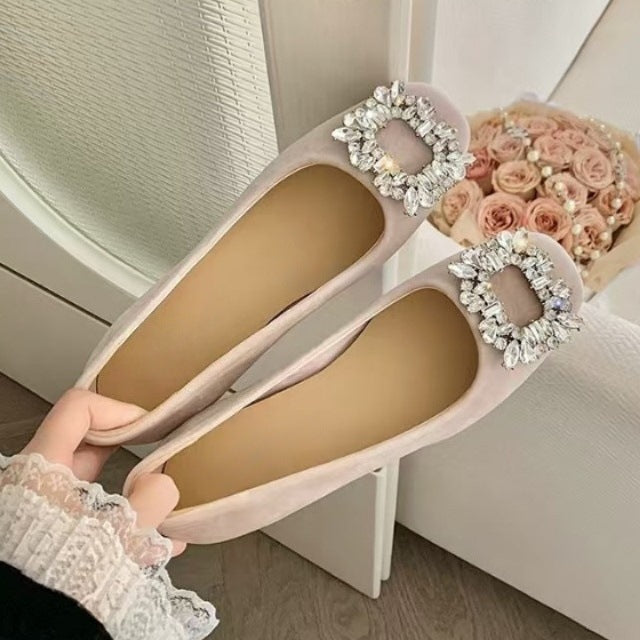 Damen Ballerinas mit dekorativem Strassdetail und hochwertiger Oberfläche