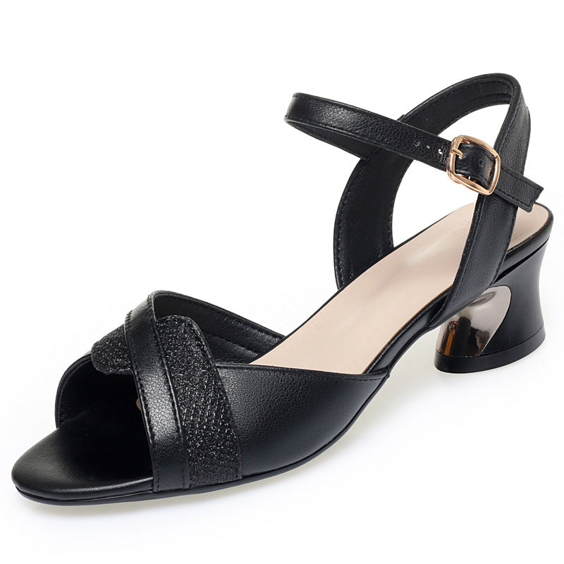 Damen Elegante Absatzsandalen mit modischem Glitzerakzent und komfortablem Riemen R&B