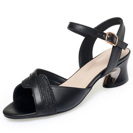 Damen Elegante Absatzsandalen mit modischem Glitzerakzent und komfortablem Riemen R&B