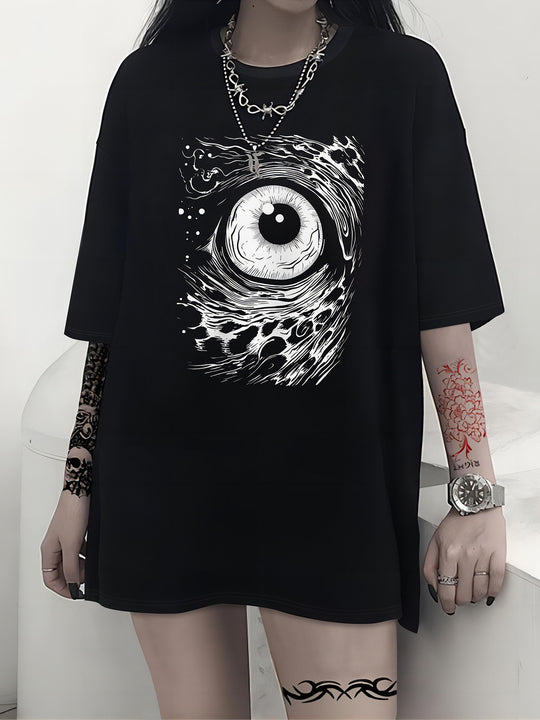 Damen T-Shirt mit künstlerischem Totenkopf-Motiv und lässigem Schnitt R&B