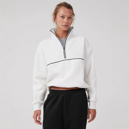 Damen Sportpullover mit hohem Kragen und Reißverschluss R&B