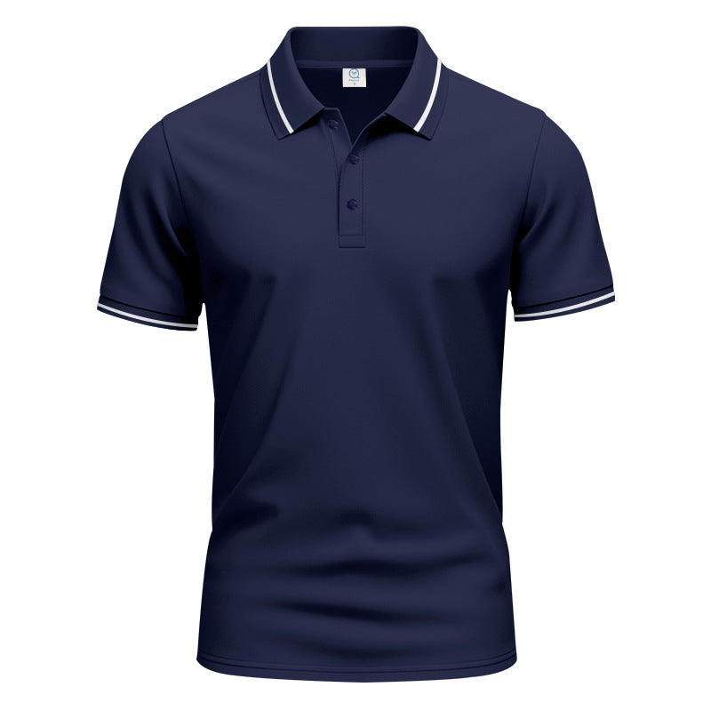 Herren nan atmungsaktives Interlock-Poloshirt mit Kontrast-Tipping, kurzer Knopfleiste und schmaler Silhouette R&B