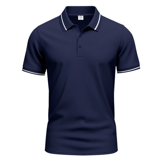 Herren nan atmungsaktives Interlock-Poloshirt mit Kontrast-Tipping, kurzer Knopfleiste und schmaler Silhouette R&B