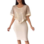 Damen Elegantes Kleid mit funkelndem Oberteil und taillierter Silhouette R&B