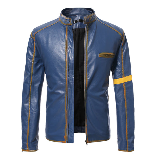 Herren Lederjacke mit Stehkragen