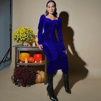 Damen Midikleid mit Puffärmeln und elegantem Taillierungsdesign R&B