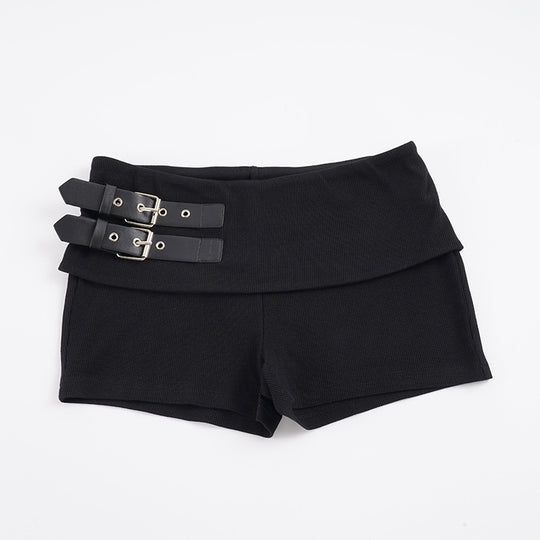 Damen sportliche Shorts mit modernem Gürteldesign und hohem Bund R&B