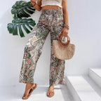 Damen weite Palazzo-Hose mit elastischem Bund und paisley Muster R&B