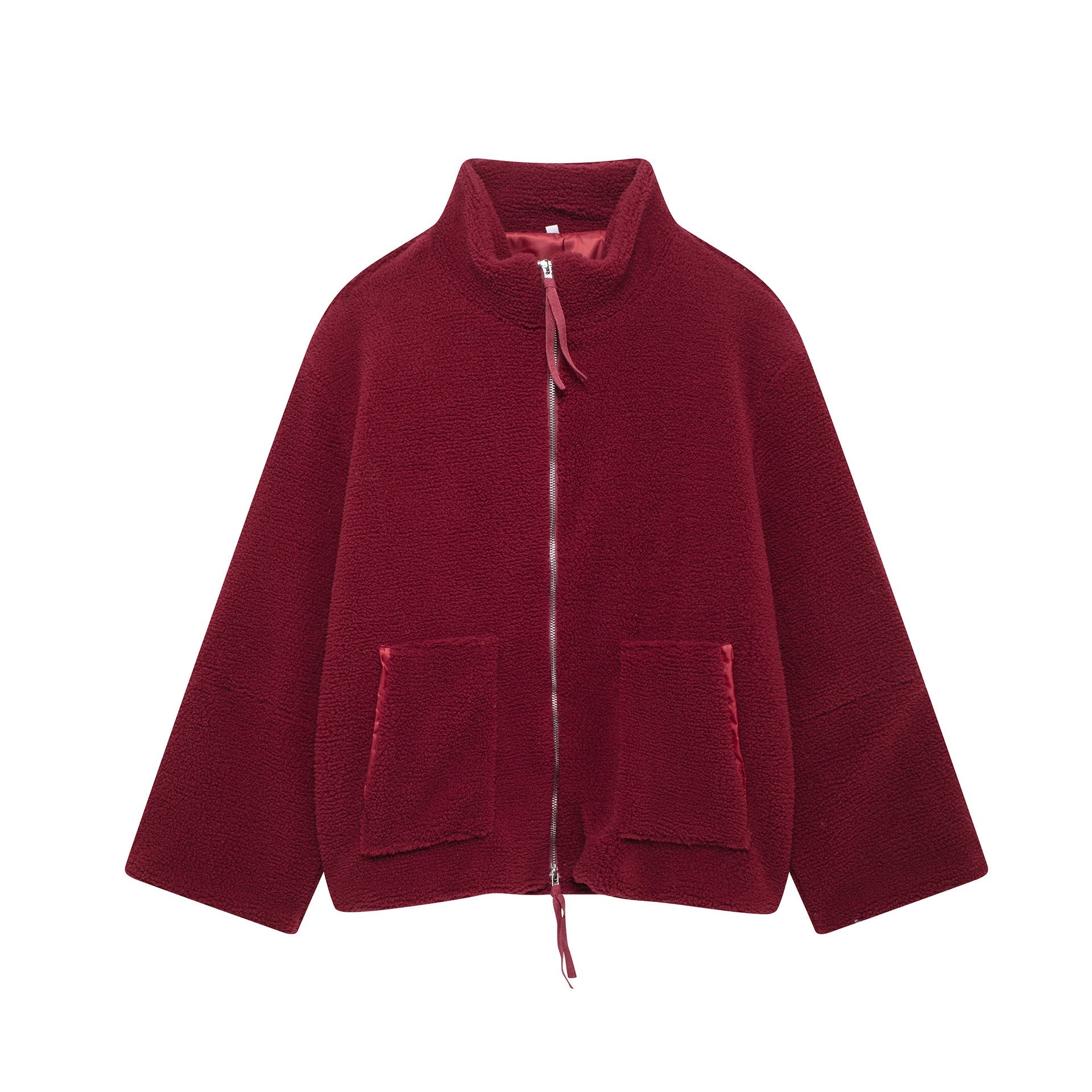 Damen Kuschelige Fleecejacke mit hohe Kragen und praktischen Taschen R&B
