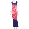Damen figurbetontes Maxikleid mit floralem Design und elegantem Schnitt R&B