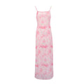 Damen elegantes Blumenmuster Maxikleid EB
