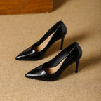 Damen elegante spitze Pumps mit hochwertiger Lederoberfläche
