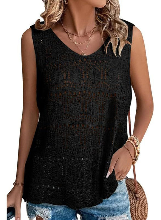 Damen Stricktop mit luftiger Häkelstruktur R&B