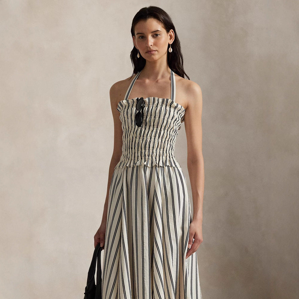 Damen nan Midikleid mit gerafftem Smock-Oberteil, abnehmbarem Neckholder und Eingrifftaschen R&B