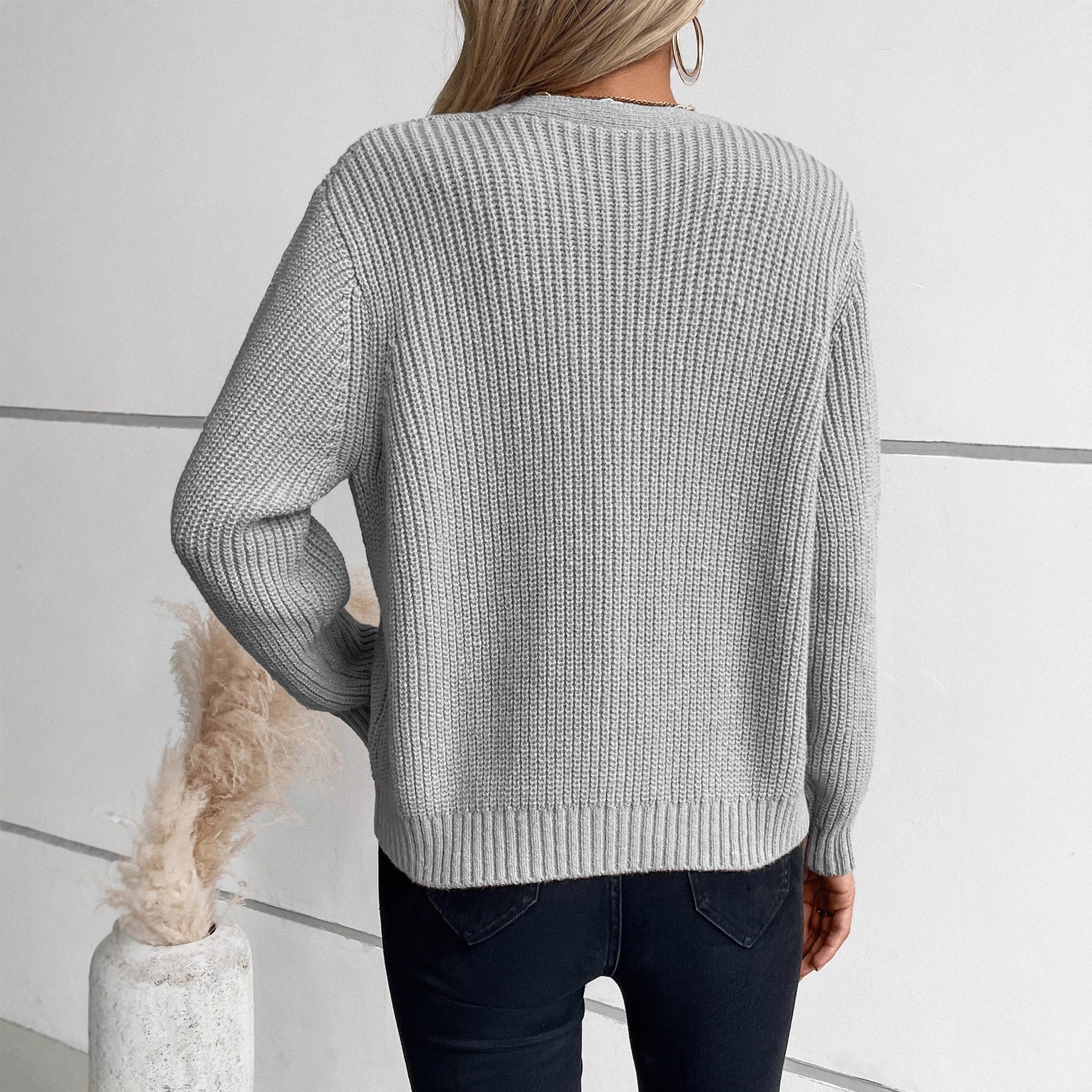 Damen Strickjacke mit Zopfmuster und Knopfdetails