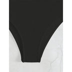 Damen Einteiler Badeanzug mit elegantem V-Ausschnitt und dekorativem Ring
