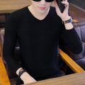 Herren Langarm-Pullover mit modernem Rippmuster und V-Ausschnitt