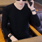 Herren Langarm-Pullover mit modernem Rippmuster und V-Ausschnitt