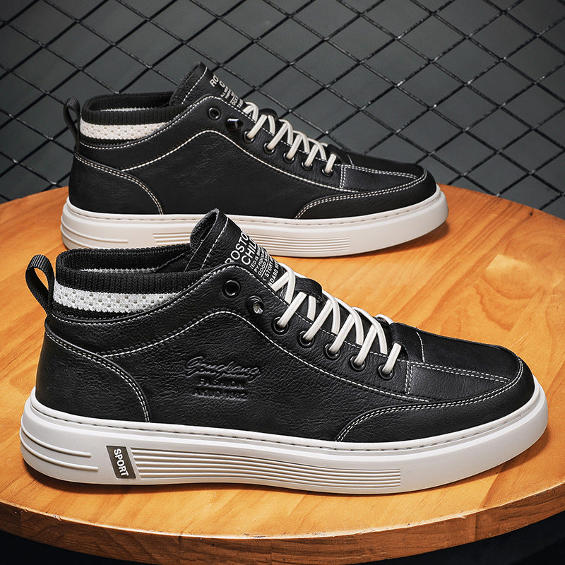 Damen Hohe Sneakers aus langlebigem Kunstleder mit elastischem Kragen R&B