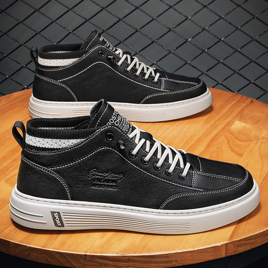 Damen Hohe Sneakers aus langlebigem Kunstleder mit elastischem Kragen R&B