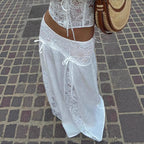 Damen Maxi-Rock mit elegantem Spitzen-Design und seitlichen Bändern R&B