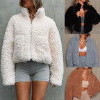 Damen Kuschelige Teddyjacke mit hohem Kragen und praktischen Taschen R&B