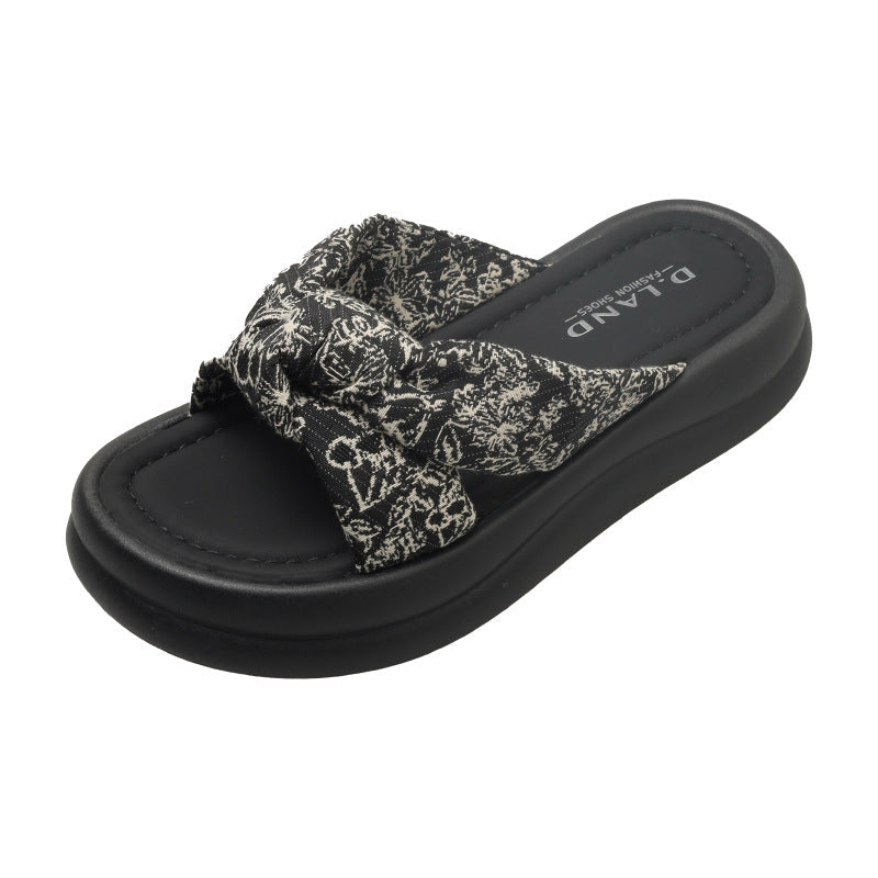 Damen komfortable Riemensandalen mit elegantem Knoten-Design EB