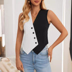 Damen Elegante Weste mit asymmetrischem Schnitt und Knopfdetails R&B