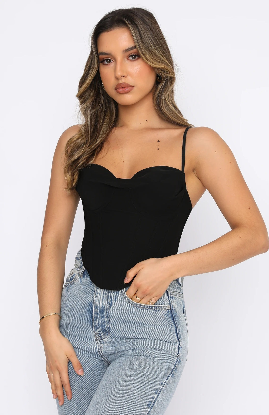 Damen Bustier-Oberteil mit Reißverschluss und feiner Raffung R&B